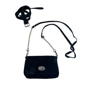 BLACK Suede Small Belt Crossbody Bag